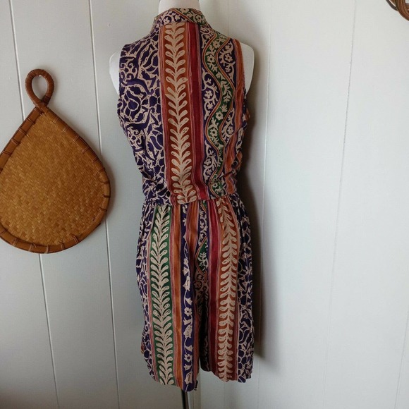 My Michelle Women's Shorts Shirt Set Biege Purple Floral Tie Front Button VTG - Picture 3 of 10